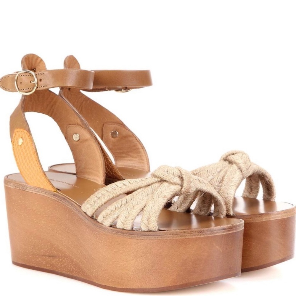 ISABEL MARANT Étoile Zia Leather Platform Rope Strap Sandals Women's‎ Size 10/40